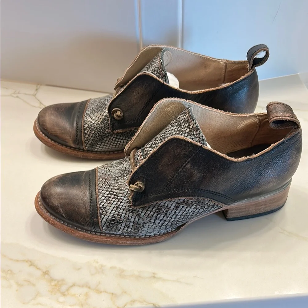 freebird Black and Brown Snake-Print Slip-On Loafers